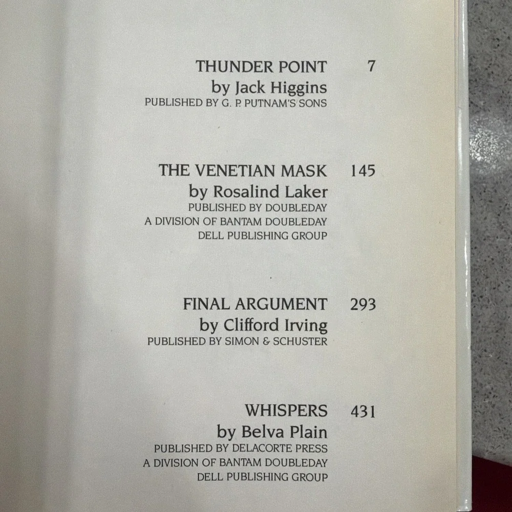Reader's Digest Condensed Books Vol 5 1993 HC Thunder Point, Whispers, Final...